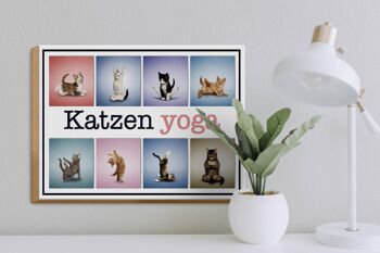 Panneau en bois chat 40x30cm chats yoga coloré 3