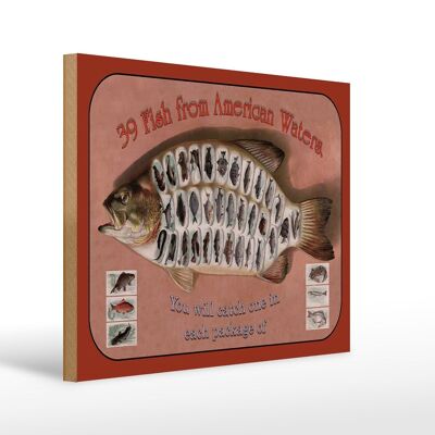 Holzschild Fisch 40x30cm 39 Fish from american Waters