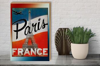 Panneau en bois Paris 30x40cm Tour Eiffel France décoration murale 3