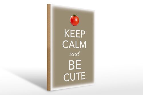 Holzschild Spruch 30x40cm Keep Calm and be cute Tomate