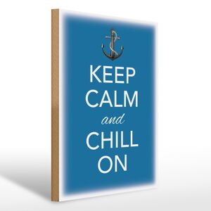 Panneau en bois disant 30x40cm Keep Calm and chill on