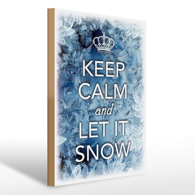 Cartel de madera que dice 30x40cm Keep Calm and let is snow