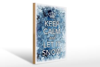 Panneau en bois disant 30x40cm Keep Calm and let is snow 1