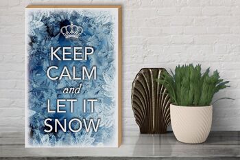 Panneau en bois disant 30x40cm Keep Calm and let is snow 3