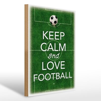Cartel de madera que dice 30x40cm Keep Calm and love Football