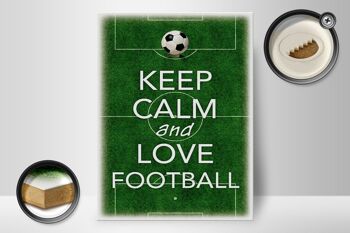 Panneau en bois disant 30x40cm Keep Calm and love Football 2