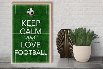 Panneau en bois disant 30x40cm Keep Calm and love Football 3