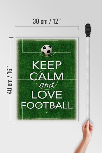 Panneau en bois disant 30x40cm Keep Calm and love Football 4