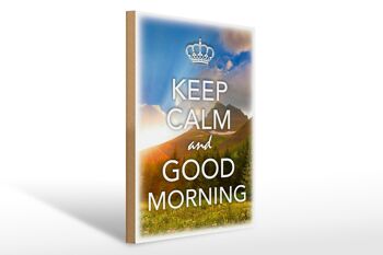 Panneau en bois disant 30x40cm Keep Calm and Good Morning 1