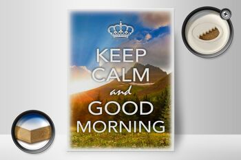 Panneau en bois disant 30x40cm Keep Calm and Good Morning 2