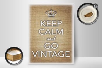 Panneau en bois disant 30x40cm Keep Calm and go vintage 2