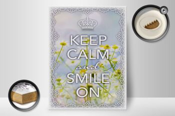 Panneau en bois disant 30x40cm Keep Calm and smile on couronne 2