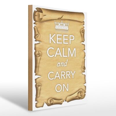 Holzschild Spruch 30x40cm Keep Calm and carry on