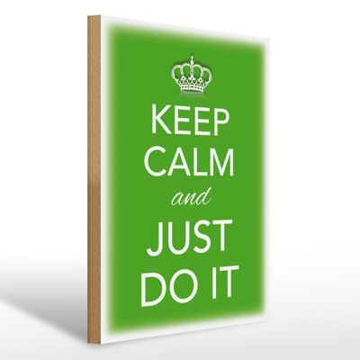 Cartel de madera que dice 30x40cm Keep Calm and just do it