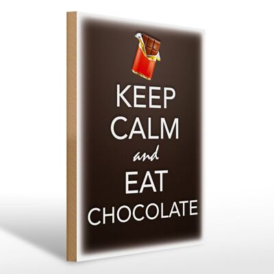 Cartel de madera que dice 30x40cm Keep Calm and eat chocolate