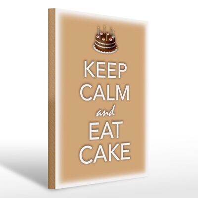 Cartel de madera que dice 30x40cm Keep Calm and eat cake