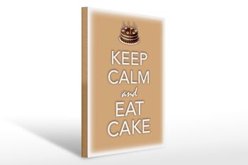 Panneau en bois disant 30x40cm Keep Calm and eat cake 1