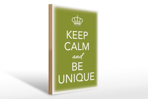 Holzschild Spruch 30x40cm Keep Calm and be unique