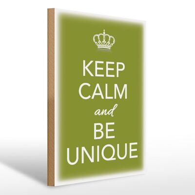 Holzschild Spruch 30x40cm Keep Calm and be unique