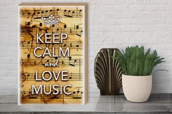 Panneau en bois disant 30x40cm Keep Calm and love music 3