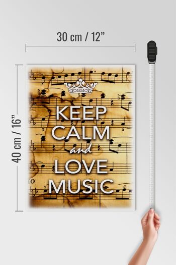 Panneau en bois disant 30x40cm Keep Calm and love music 4