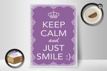 Panneau en bois disant 30x40cm Keep Calm and Just Smile :) 2