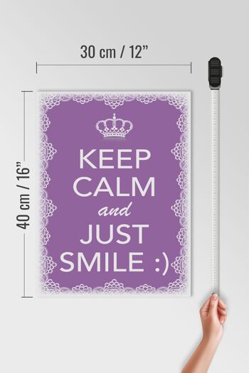 Panneau en bois disant 30x40cm Keep Calm and Just Smile :) 4