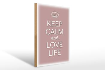 Panneau en bois disant 30x40cm Keep Calm and love life 1