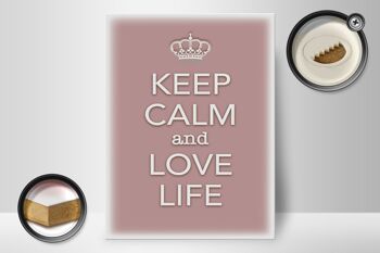 Panneau en bois disant 30x40cm Keep Calm and love life 2