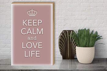 Panneau en bois disant 30x40cm Keep Calm and love life 3