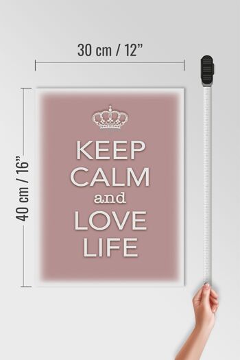 Panneau en bois disant 30x40cm Keep Calm and love life 4