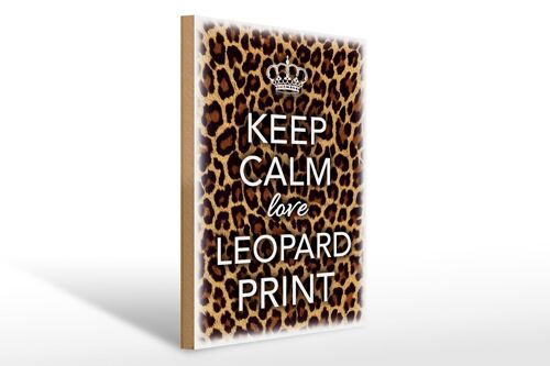 Holzschild Spruch 30x40cm Keep Calm love leopard print