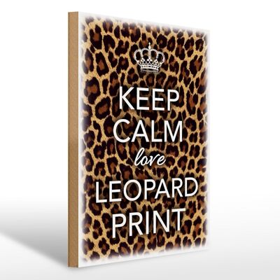 Cartello in legno con scritta 30x40 cm Keep Calm love stampa leopardo