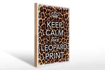Panneau en bois disant 30x40cm Keep Calm love imprimé léopard 1