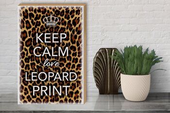 Panneau en bois disant 30x40cm Keep Calm love imprimé léopard 3