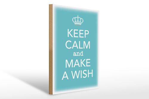 Holzschild Spruch 30x40cm Keep Calm and make a wish