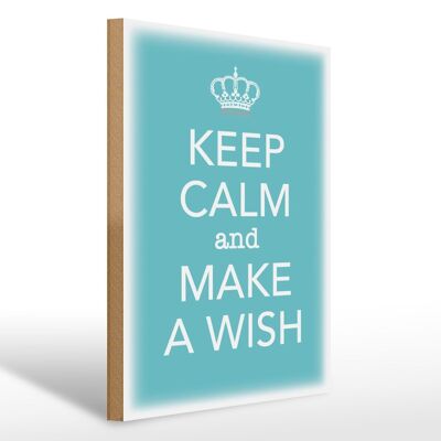 Holzschild Spruch 30x40cm Keep Calm and make a wish