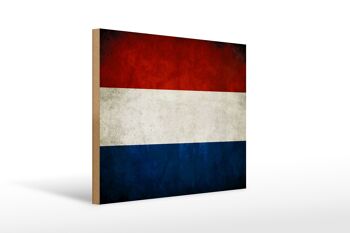 Drapeau en bois 40x30cm, drapeau des pays-bas et de la hollande 1