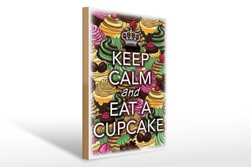 Holzschild Spruch 30x40cm Keep Calm and eat a Cupcake