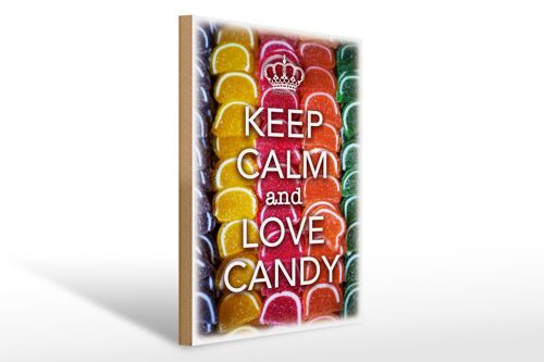 Holzschild Spruch 30x40cm Keep Calm and love candy