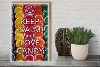 Panneau en bois disant 30x40cm Keep Calm and love candy 3