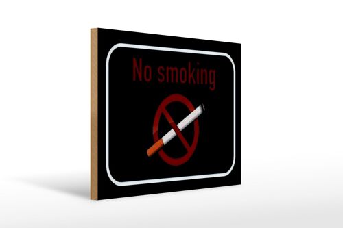 Holzschild Hinweis 40x30cm No smoking Rauchverbot schwarzes Schild