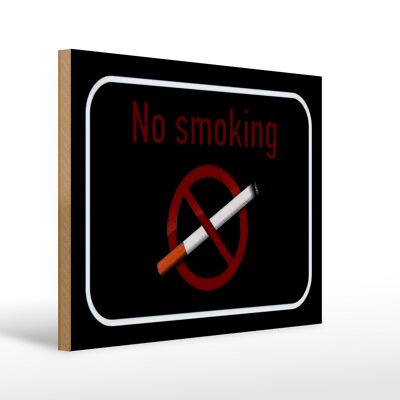 Holzschild Hinweis 40x30cm No smoking Rauchverbot schwarzes Schild