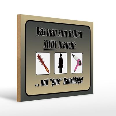 Holzschild Spruch 40x30cm was zum Grillen nicht braucht