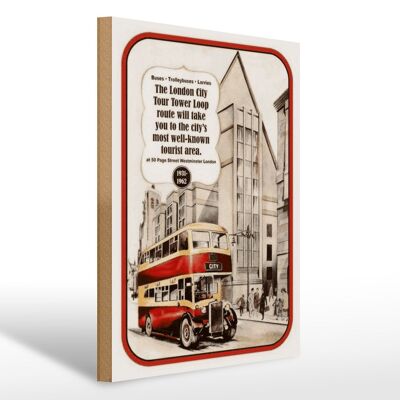 Cartello in legno con scritta 30x40 cm London City Tour 1931-1962