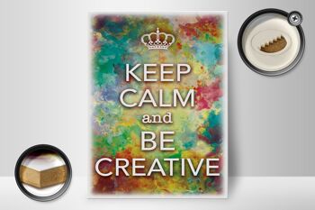 Panneau en bois disant 30x40cm Keep Calm and be creative 2