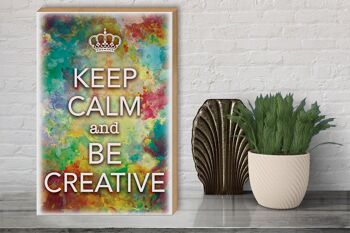 Panneau en bois disant 30x40cm Keep Calm and be creative 3