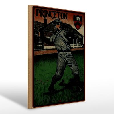 Cartello in legno retrò 30x40 cm Princeton Baseball