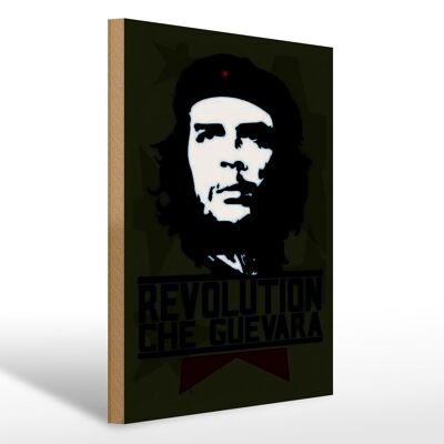 Cartel de madera retro 30x40cm Revolución Che Guevara Cuba