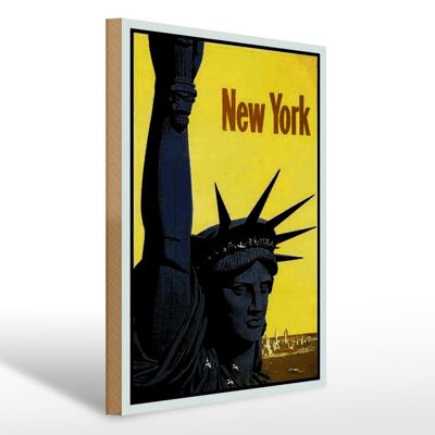 Cartel de madera retro 30x40cm Estatua de la Libertad de Nueva York